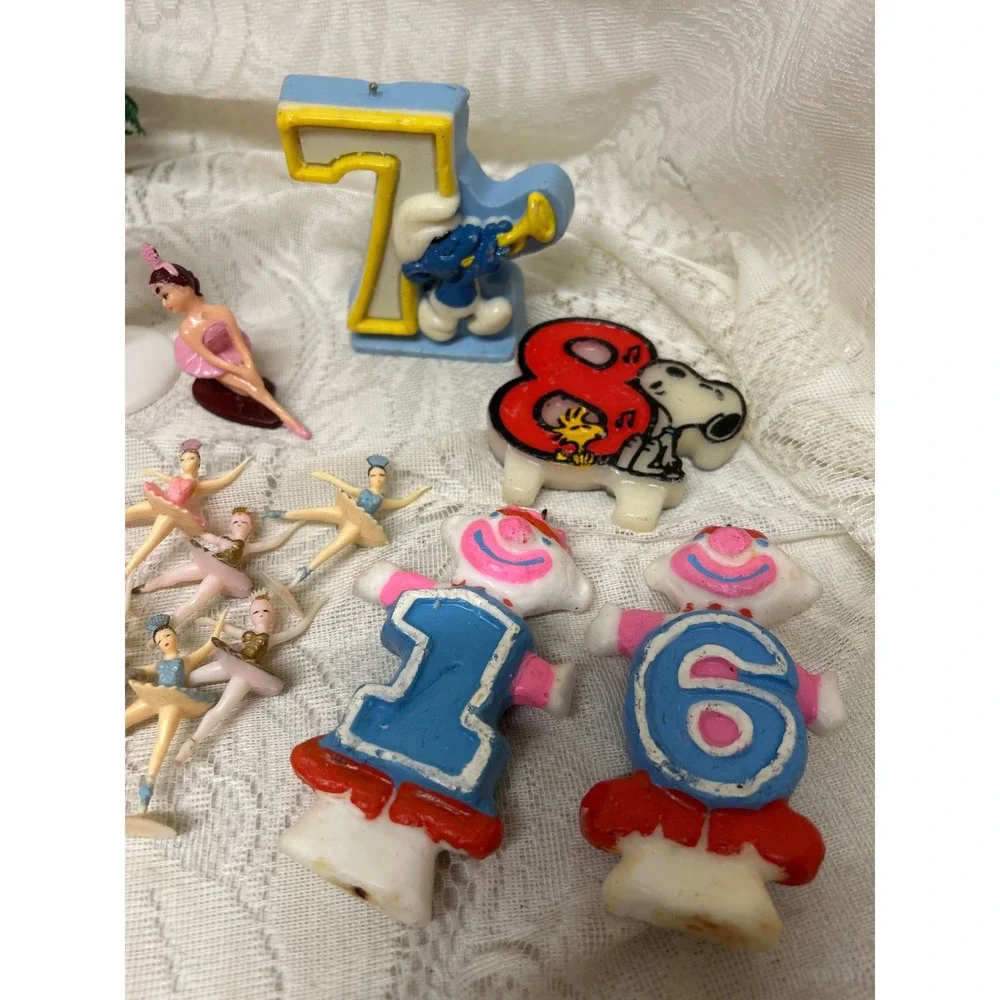 Vintage Cake Toppers and Candles Lot‎ 40+ Ballerina Fishing Birthday Party Decor